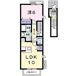 フォーレスト 2階1LDKの間取り