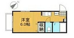 メゾネットプライム 1階ワンルームの間取り