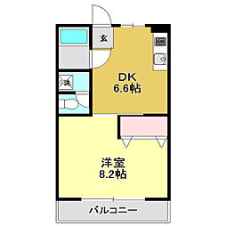 池本マンション 1DKの間取図画像