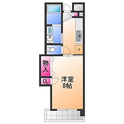 JR阪和線 久米田駅 徒歩12分の賃貸マンション 1階1Kの間取り