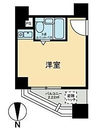 八丁堀東豊エステート ワンルームの間取図画像