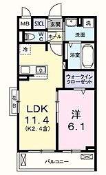 キー ウェスト 1LDKの間取図画像