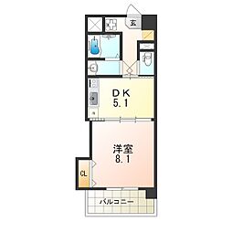 近鉄南大阪線 北田辺駅 徒歩2分の賃貸マンション 7階1DKの間取り