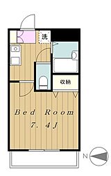 ビューテラスレモン 2階1Kの間取り