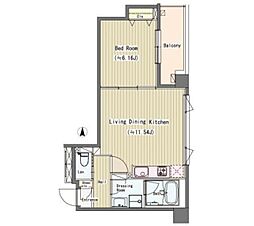 プラムコート東中野 1LDKの間取図画像