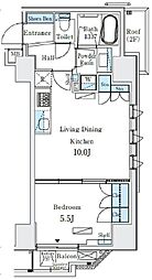 グレイスコート岩本町 6階1LDKの間取り