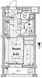 メイクスデザイン学習院下 4階1Kの間取り