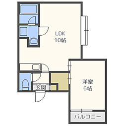 ＧＯＬＤＷＩＮＧ東比恵 201 2階1LDKの間取り