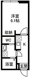 Reberty 市川 1Kの間取図画像