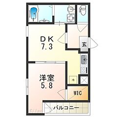 JR阪和線 堺市駅 徒歩9分の賃貸アパート 1階1DKの間取り