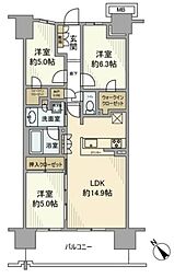 オハナ八王子オークコート 3LDKの間取図画像