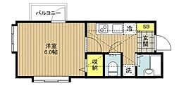 サンエール・舎人 2階1Kの間取り