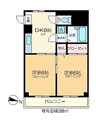 メゾンメモリー 3階2DKの間取り