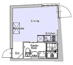 EXAM初台 3階ワンルームの間取り