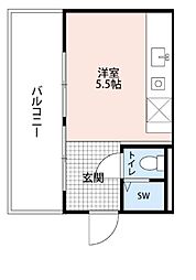 deco 3階ワンルームの間取り