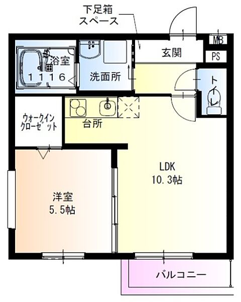 兵庫県尼崎市東大物町１丁目(賃貸アパート1LDK・3階・38.44㎡)の写真 その2