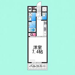 アルモニー中もず 1Kの間取図画像