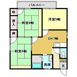 スクエア・ハウス 3DKの間取図画像