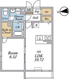 リブリ・三園 1LDKの間取図画像