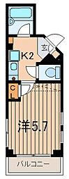 エクランウエストヒルズ 1Kの間取図画像