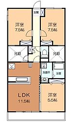 ルミエール高橋 3LDKの間取図画像