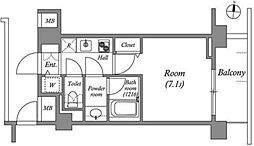 エミリブ下落合 6階1Kの間取り