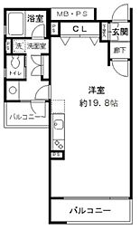 Colline白銀 2階ワンルームの間取り