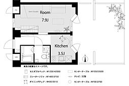 アマドリア豪徳寺 1階1Kの間取り