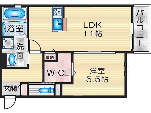 カリーナゲート ｜大阪府豊中市島江町２丁目(賃貸アパート1LDK・1階・44.40㎡)の写真 その2