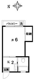 レヂデンスアシムラ 1Kの間取図画像