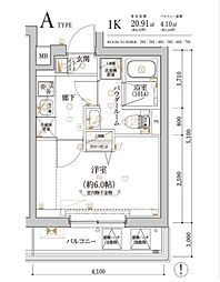 ECREDE横濱吉野町 1Kの間取図画像