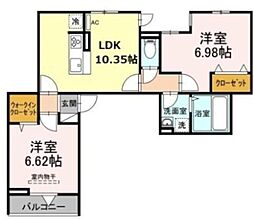 セレスティア東四つ木II 3階2LDKの間取り