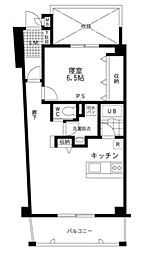 ゼフィルスB棟 2階1LDKの間取り