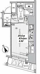 メイクスデザイン品川戸越 7階ワンルームの間取り