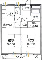 稲田堤サンハイツ 2Kの間取図画像