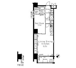 パークアクシス八丁堀 9階1LDKの間取り