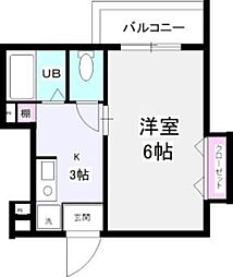 レスパス 1Kの間取図画像