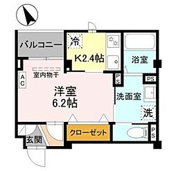 富士見市鶴瀬東1丁目マンション 1Kの間取図画像