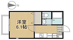 カンパニュラ 2階1Kの間取り