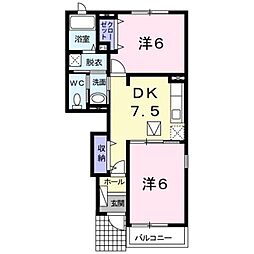 エスポワール1 2DKの間取図画像