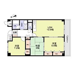 メルベーユ宝塚 3LDKの間取図画像