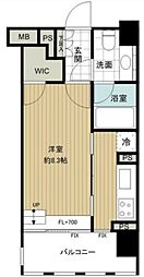 イクサージュ目黒 1Kの間取図画像