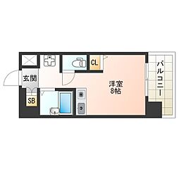 阪神なんば線 千鳥橋駅 徒歩13分の賃貸マンション 3階ワンルームの間取り