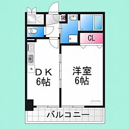 ボヌールなかもず 1DKの間取図画像