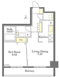 ディームス勝どき 8階1LDKの間取り