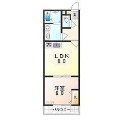 京阪本線 藤森駅 徒歩8分の賃貸アパート 1階1LDKの間取り