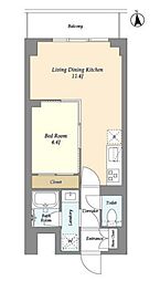 コンフォリア竹ノ塚イースト 1LDKの間取図画像