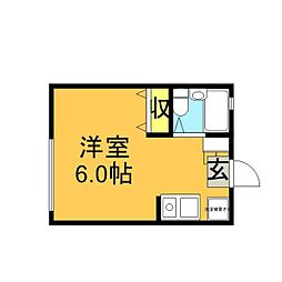 アトリエ 1階ワンルームの間取り