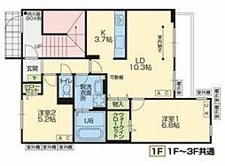 グラッド原木 1階2LDKの間取り