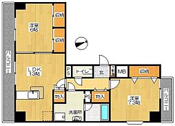 メゾンドソレイユ 2階2LDKの間取り